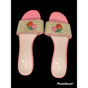 Kate Spade "Finefetti" Woven Strawberry Slides Sandals 8.5B Spring Summer